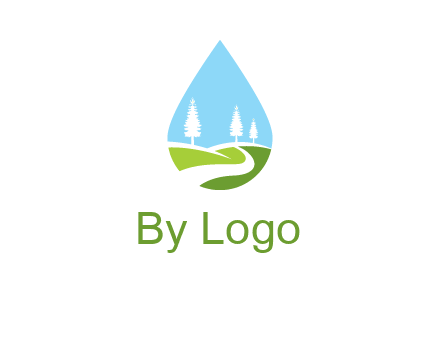 landscape inside the water drop logo