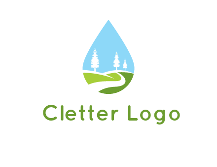 landscape inside the water drop logo