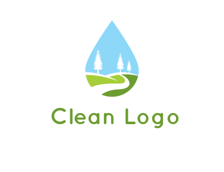 landscape inside the water drop logo