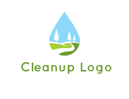 landscape inside the water drop logo