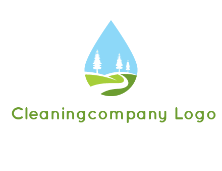 landscape inside the water drop logo
