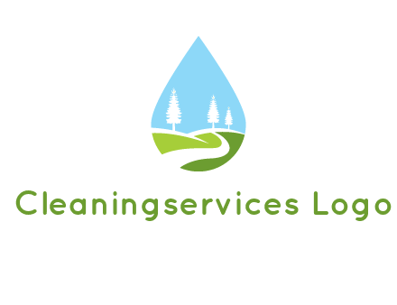 landscape inside the water drop logo