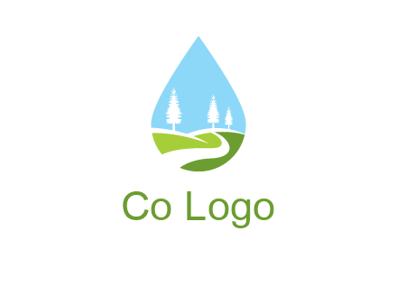 landscape inside the water drop logo