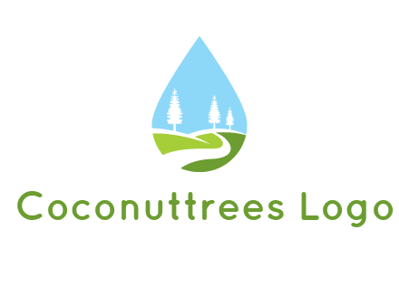 landscape inside the water drop logo