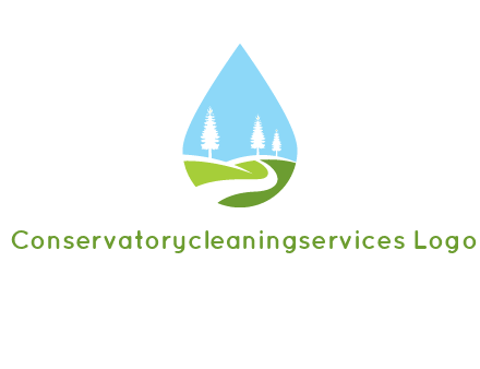landscape inside the water drop logo