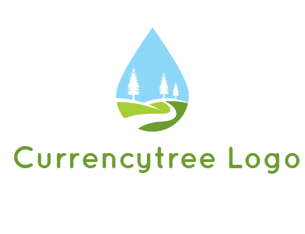 landscape inside the water drop logo