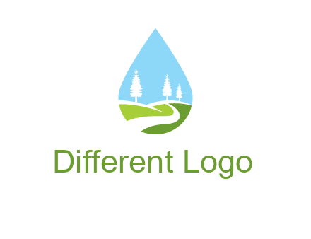 landscape inside the water drop logo
