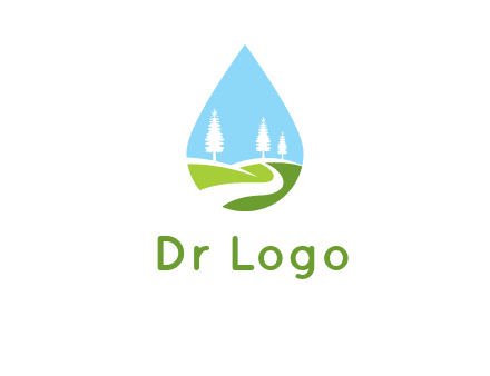 landscape inside the water drop logo
