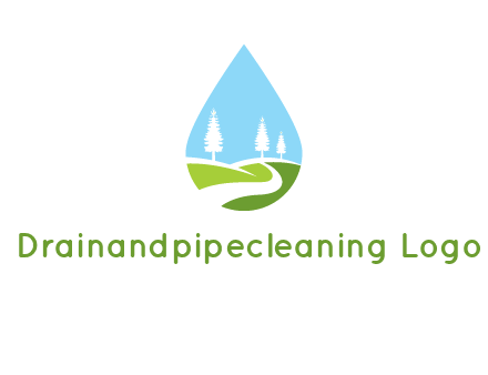 landscape inside the water drop logo