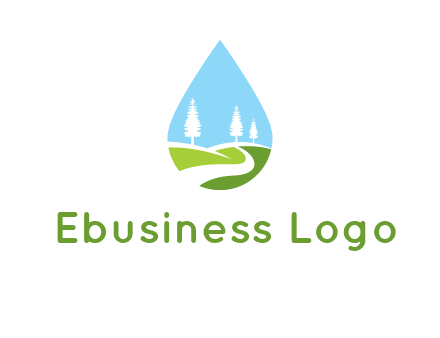 landscape inside the water drop logo