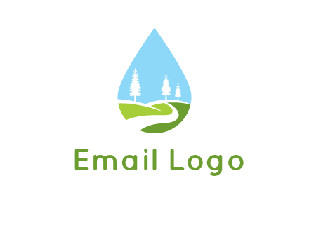 landscape inside the water drop logo