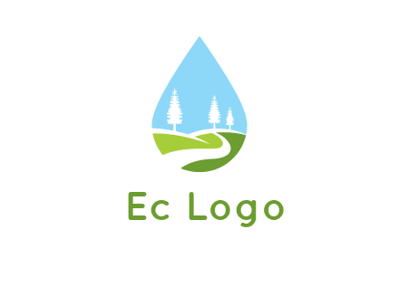 landscape inside the water drop logo