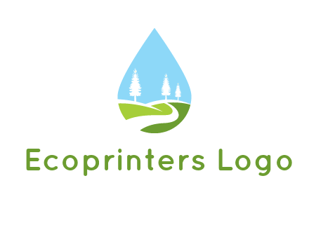 landscape inside the water drop logo
