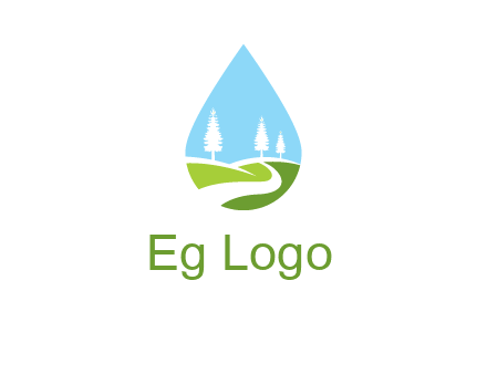 landscape inside the water drop logo