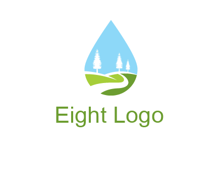 landscape inside the water drop logo