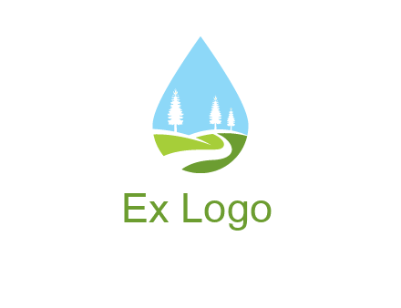 landscape inside the water drop logo
