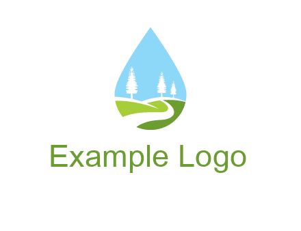 landscape inside the water drop logo