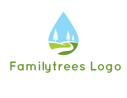 landscape inside the water drop logo