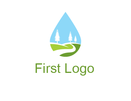landscape inside the water drop logo