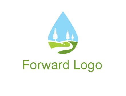 landscape inside the water drop logo