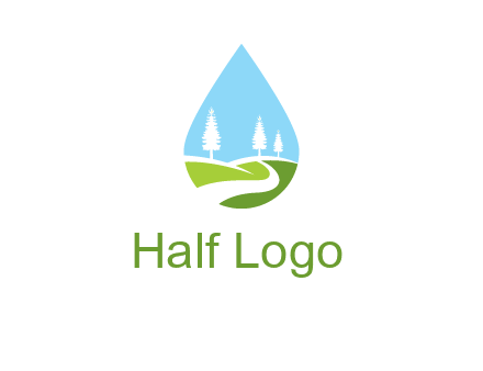 landscape inside the water drop logo