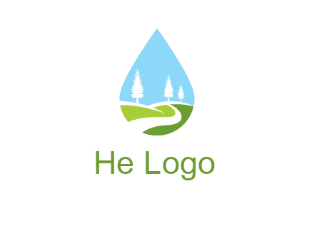 landscape inside the water drop logo