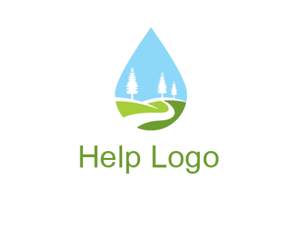 landscape inside the water drop logo