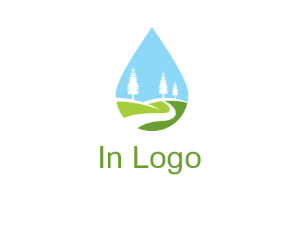 landscape inside the water drop logo