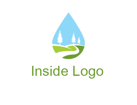 landscape inside the water drop logo