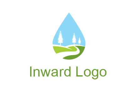landscape inside the water drop logo