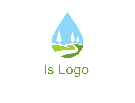 landscape inside the water drop logo