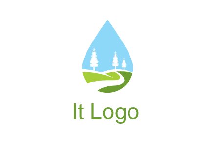 landscape inside the water drop logo