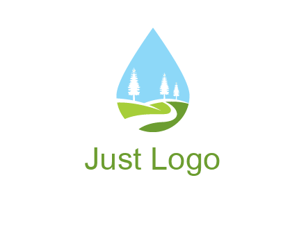 landscape inside the water drop logo