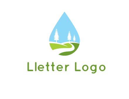 landscape inside the water drop logo