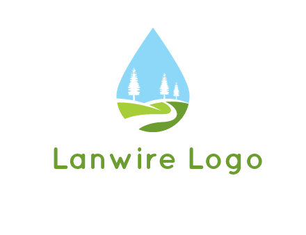 landscape inside the water drop logo