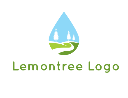landscape inside the water drop logo