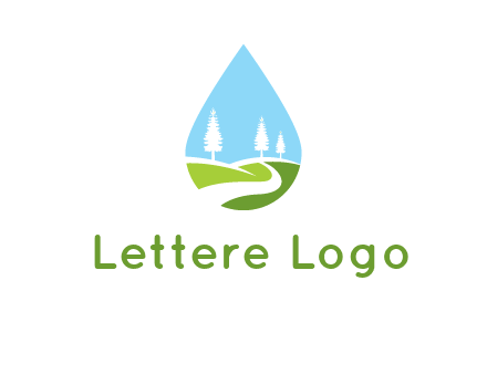 landscape inside the water drop logo