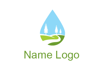 landscape inside the water drop logo