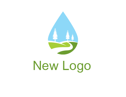 landscape inside the water drop logo