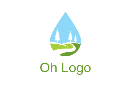 landscape inside the water drop logo
