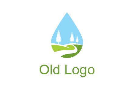 landscape inside the water drop logo