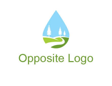 landscape inside the water drop logo