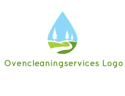 landscape inside the water drop logo
