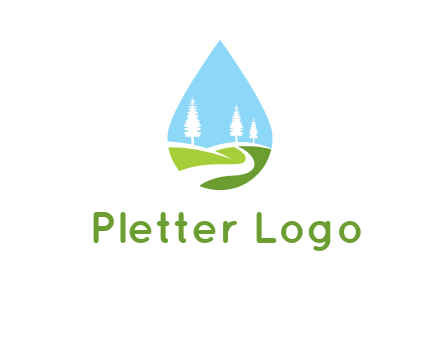 landscape inside the water drop logo