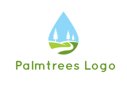 landscape inside the water drop logo
