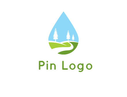landscape inside the water drop logo