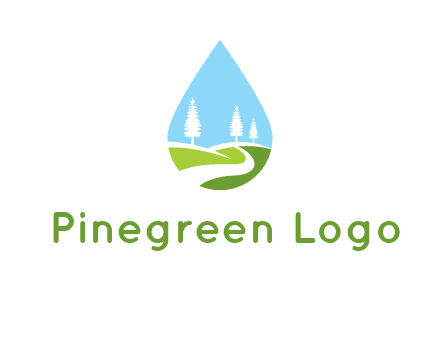 landscape inside the water drop logo