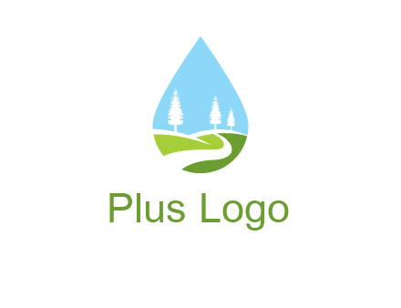 landscape inside the water drop logo