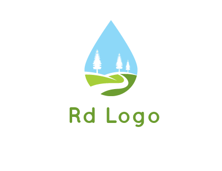 landscape inside the water drop logo