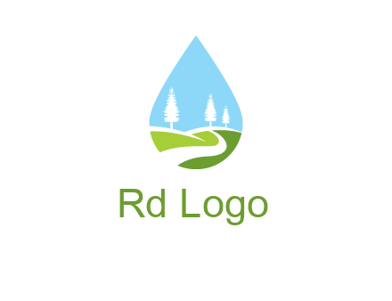landscape inside the water drop logo